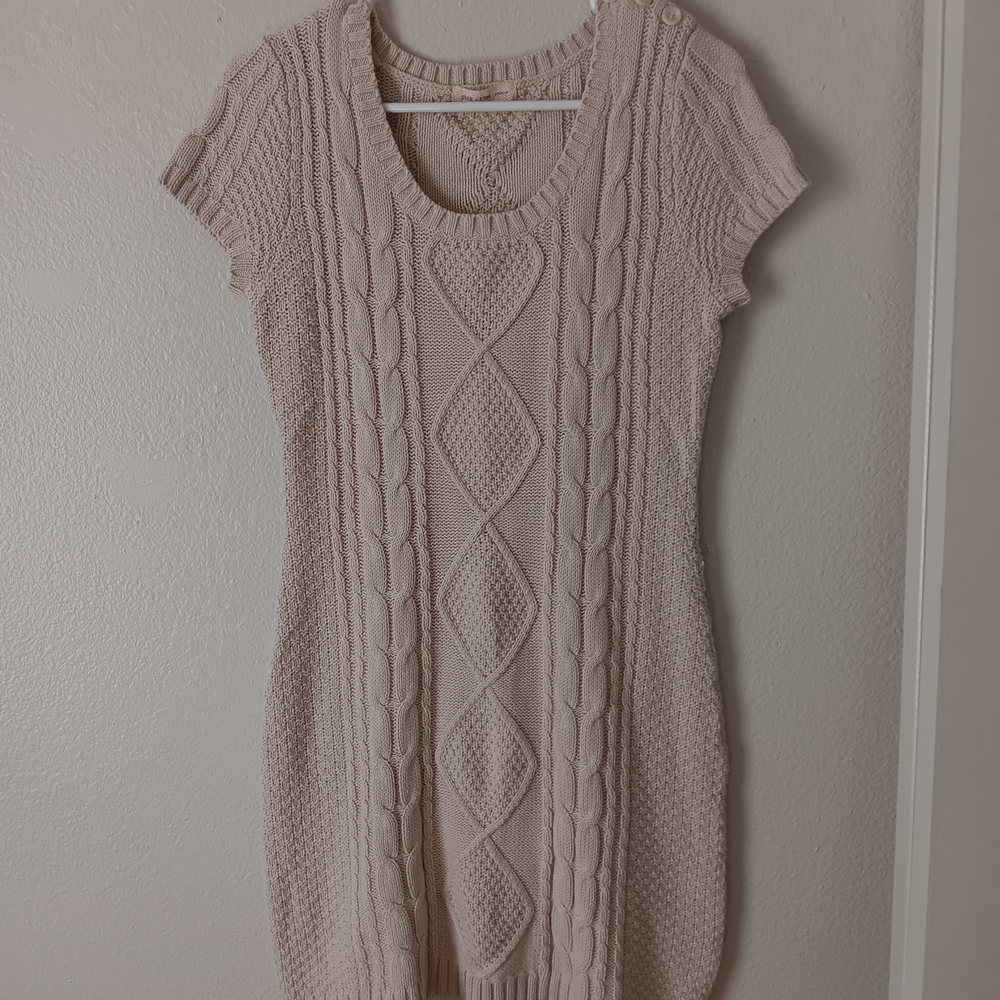 Pink Rose Cream Knit Sweater